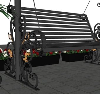 工业风金属公用椅su模型