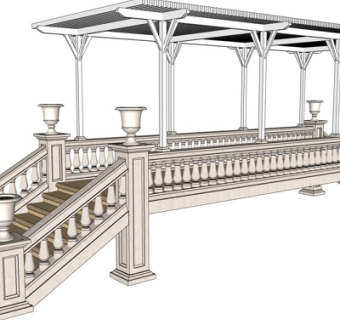 欧式长廊su模型