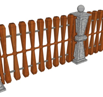 现代实木护栏su模型