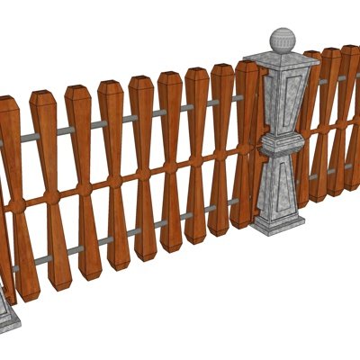 现代实木护栏su模型