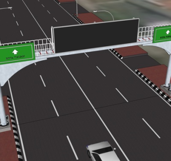 现代高速路口指示牌su模型
