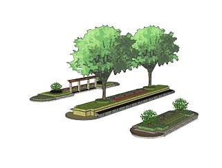 现代花坛树池su模型