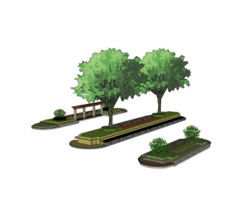 现代花坛树池su模型