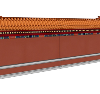 中式宫殿围墙su模型