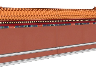 中式宫殿围墙su模型