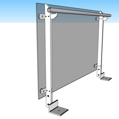 现代钢化玻璃护栏su模型