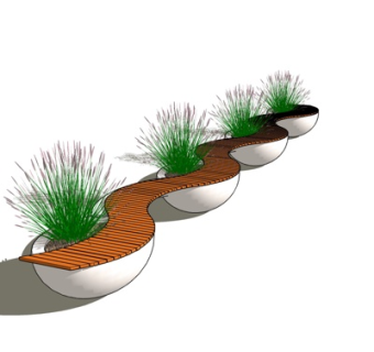 现代花坛公用椅su模型