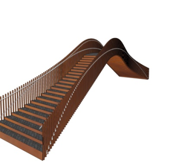 现代实木拱桥su模型