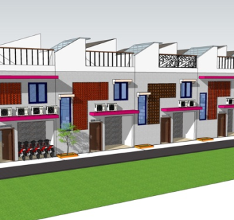 现代连排别墅su模型