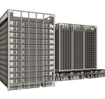 现代高层写字楼su模型
