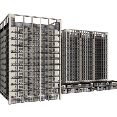 现代高层写字楼su模型