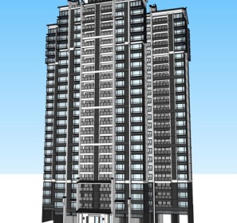 现代高层公寓楼su模型