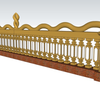 东南亚围墙护栏su模型
