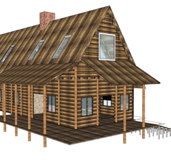 东南亚木屋别墅su模型