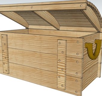 现代实木箱子su模型