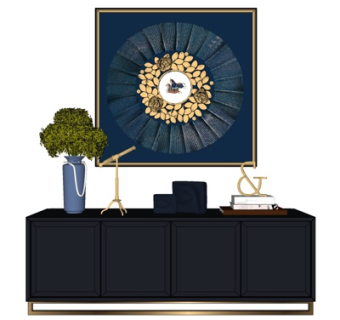 现代轻奢边柜su模型