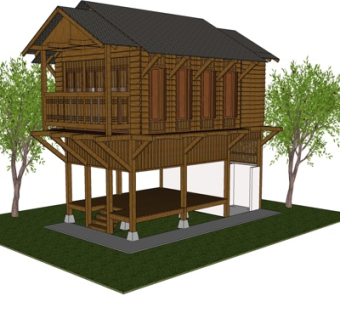 东南亚吊脚楼su模型