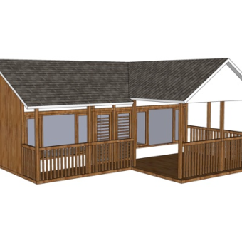 现代木屋别墅su模型