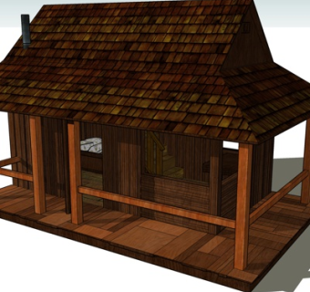东南亚木屋外观su模型