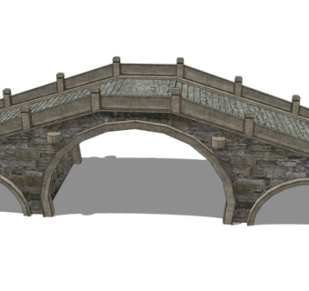 中式石拱桥su模型