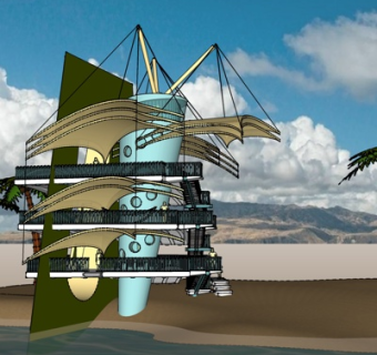 现代异形观景台su模型