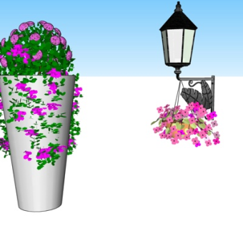 现代盆栽壁灯su模型