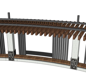 欧式实木廊架su模型