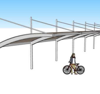 现代金属雨棚su模型
