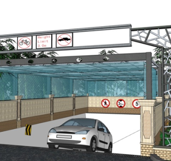 现代地下车库入口su模型