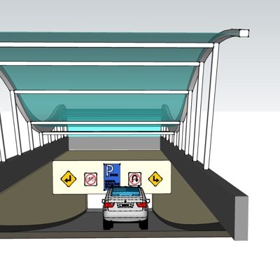 现代地下车库入口su模型