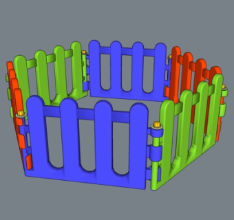 现代儿童围栏玩具su模型