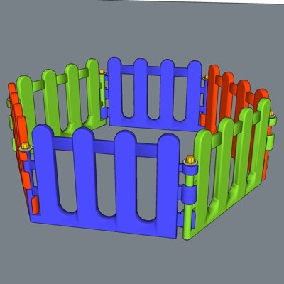 现代儿童围栏玩具su模型