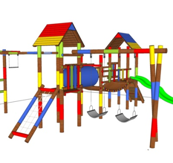 现代实木滑梯su模型