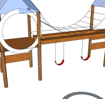 现代实木滑梯su模型