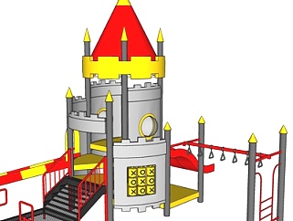 欧式城堡滑梯su模型