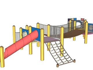 现代儿童滑梯游乐设施su模型