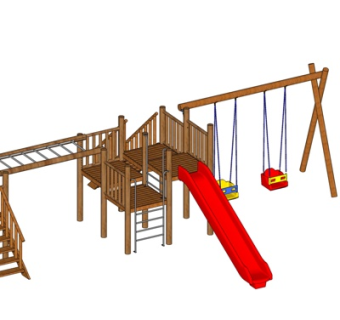 现代儿童滑梯su模型
