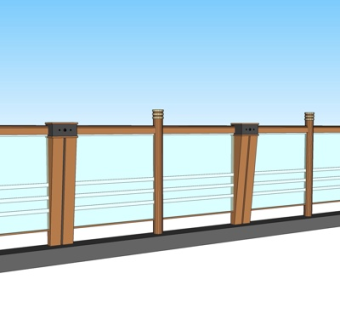 现代玻璃护栏su模型