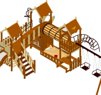 欧式儿童滑梯su模型