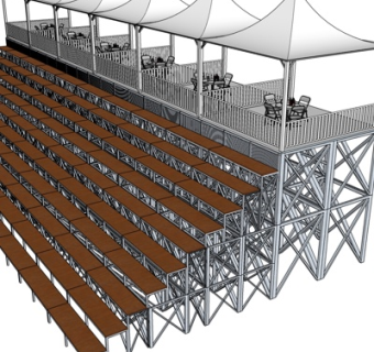 现代看台su模型