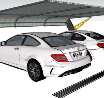 现代汽车雨棚su模型