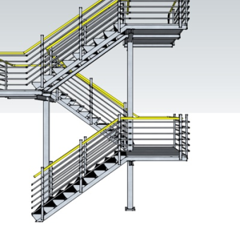现代金属楼梯su模型