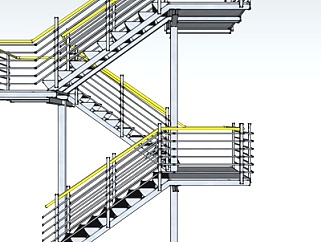现代金属楼梯su模型