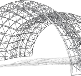 现代钢结构廊架su模型