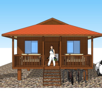 现代木屋别墅su模型