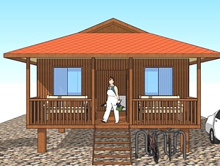 现代木屋别墅su模型