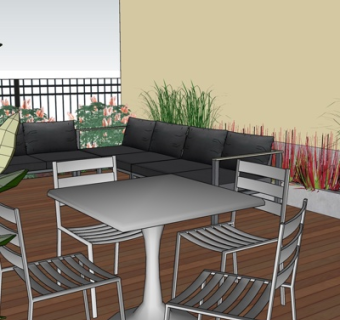 现代金属休闲桌椅su模型