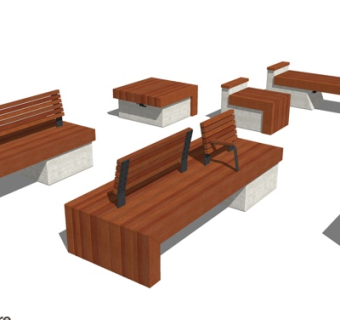 现代实木公用椅su模型