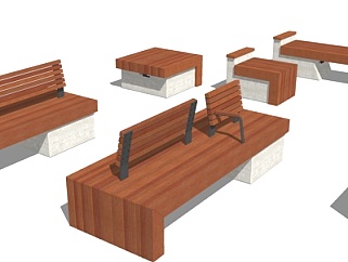 现代实木公用椅su模型