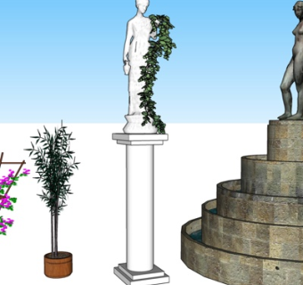 欧式人物雕塑su模型